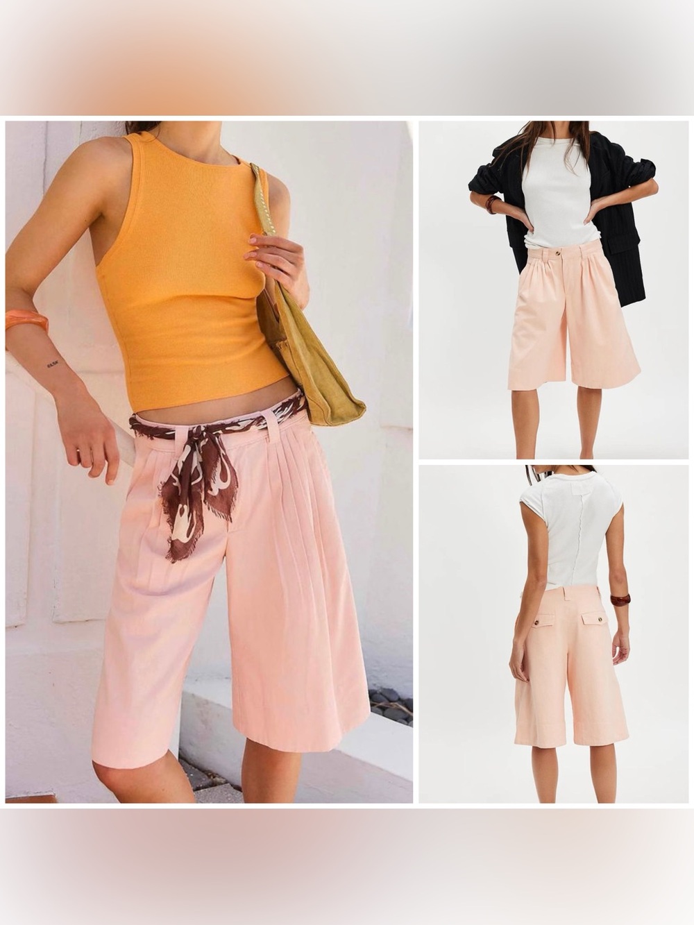 NWT Free People Sadie A-Line Long Shorts - peach blush pink - 12